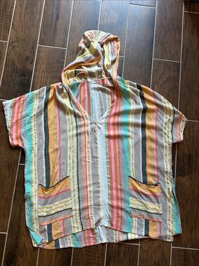 O’Neill striped Hooded Beach Coverup Top in Multicolor